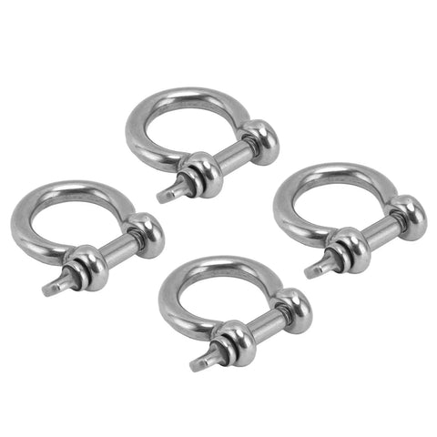Top Shelf 4Pack 304 Stainless Steel Bow Shackles With Screw Pin D Anchor, heavy duty rigging hardware set, four pieces.