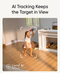 Top Tier 4K Indoor Security Camera With Dual Lenses And Smooth 8X Zoom No Monthly Fees Needed, monitoring child playing indoors.