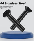 1/4-20 Stainless Socket Head Cap Screws, 1 Inch Long, Full Thread Countersunk Bolts, 304 Stainless Steel With Black Zinc Finish displayed