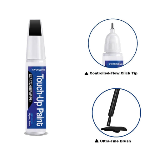 Chevy Onyx Black GBA WA8555 Touch Up Paint For Silverado And Equinox, 1-Step Scratch Repair Kit showing tip and brush detail