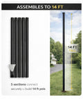 14 Ft Beefy Modular Ground Mount Pole Kit With Drive In Install No Digging Or Concrete Made In USA Galvanized Steel Black Powder Coat on display.
