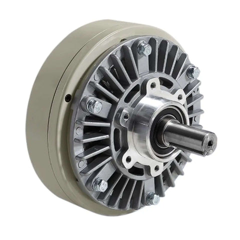 Front view of DC 24V Single Shaft Magnetic Powder Brake 0.6Kg To 10Kg Torque showing alloy construction and shaft.