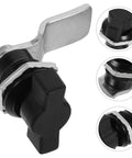 Close-up view of T Handle Thumb Cam Lock With Comfortable Grip And Sturdy ABS And Metal Construction Black T Shaped Swing Knob Latch