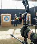 Pro Grade Archery Bow Leveler Tool For Precision Sight Rest And D Loop Alignment on compound bow at archery range