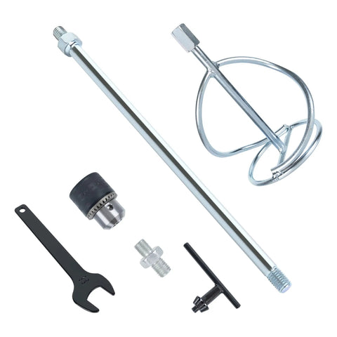 120 Volt 2 Speed Power Mixer With Mixing Paddle For Thinset Mortar And Grout accessories kit, including paddle and wrenches
