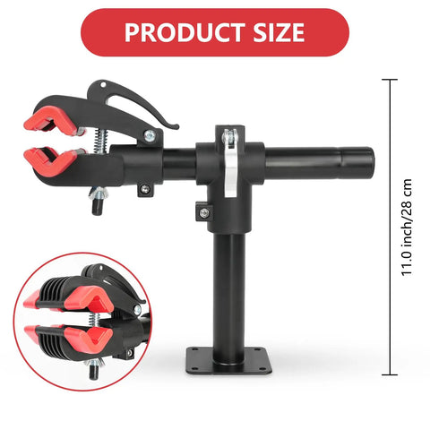 Wall Mount Bike Repair Stand With Height Adjustable Workstand 360 Degree Rotating Clamp detail showing product size, 28 cm