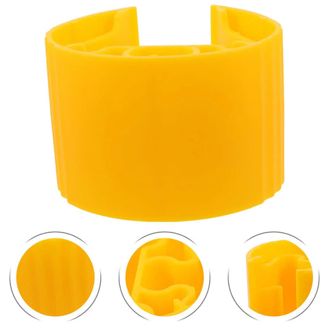 Built Different Yellow Column Protector Wrap For Warehouse Vertical Beam Support And Anti Collision Post Cover With Forklift Impact Shield For Grocery Store Safety Boss Level. Close-up view of flexible yellow column guard.