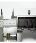 Ga12 N20 12Mm DC Gear Reduction Motor 3V 6V 12V 200Rpm Compact Drive Unit shown on digital caliper measuring 34.36mm.