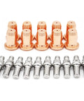10 Pcs Electrodes And 10 Pcs Nozzles 1.0mm Tip For IPT-60 PT-60 IPT-40 PT-40 Plasma Cutter Torch Replacement Kit laid out