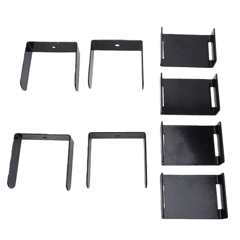 Premium Stainless Steel Leaf Spring Clamp Kit 4PCS Heavy Duty Repair Clips For Trucks Trailers Ensures Enhanced Stability And Control With Sturdy Design That Keeps Your Ride Rock Solid., 4 black steel leaf spring clamps shown front view