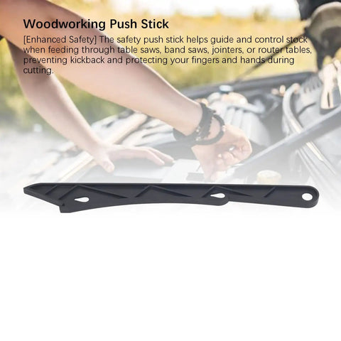 Ergonomic Push Stick For Table Saw, Band Saw, And Miter Saw For Safe, Precise Cuts With High Visibility, hands holding tool