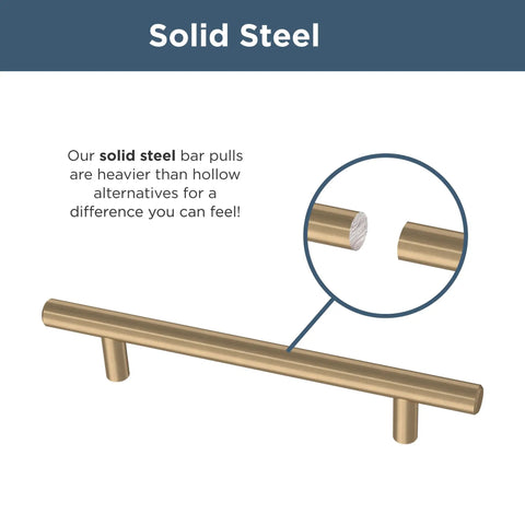 Champagne Bronze Cabinet Handles 5 1/16 Inch Hole Center Modern Pulls For Drawers And Kitchen Cabinets cross-section view.