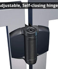 Workhorse Heavy Duty Gate Hinges With No Sweat Tension Adjustment For Pool Safety And High Traffic Fences, black adjustable self-closing hinge