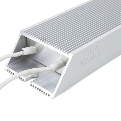 Braking resistor side view, aluminum housing, 500W 4Ω, wirewound dummy load with solder lug terminals