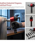 Transform Your Cordless Drill Into A Powerhouse Rivet Nut Tool Kit For Metalworking And Automotive Jobs To Cut Through Fasteners With Ease And Save Time During Any Diy Project While Eliminating Hand Fatigue. red metal drill rivet nut adapter with threaded inserts on steel panel