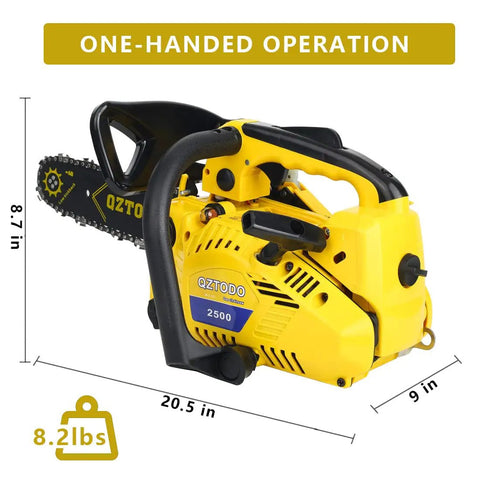 Top Handle Chainsaw Gas Powered 12 Inch Bar Tiny But Mighty Portable Little Saw 25.4cc 2 Stroke Engine Easy Start Ergonomic Grip