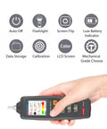 Handheld Vibration Meter And Digital Vibration Analyzer - Portable Vibrometer With Piezoceramic Accelerometer in hand, LCD display and features