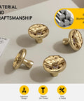 20 Pack Flower Drawer Knobs Set Brushed Brass For Dresser Closet And Cabinets, 1.42 Inch Diameter, 1.02 Inch Height on table