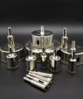 Amazon 15-Piece Diamond Hole Saw Kit with metal arbors in assorted sizes (6–50 mm) for ceramic and tile.