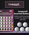 High Octane 3V Lithium Button Cell Battery Assortment With Cr2032 Cr2025 Cr2450 Cr1620 Cr1632 25 piece pack on display
