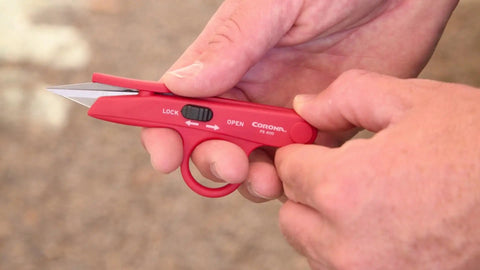 Hydroponic Finger Micro Snips With Precision Micro Tip Blades for herbs trimming in hand, red handle, compact design