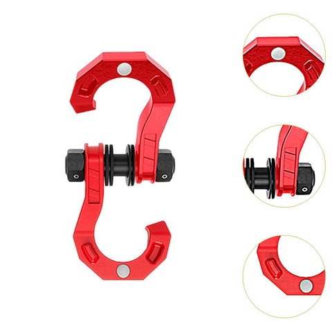 Three Quarter Inch D Ring Split Shackle Beefy Carbon Steel Heavy Duty Towing Winch Shackle in red, detailed view