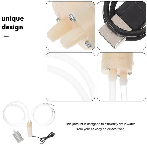 Compact 5V Mini Submersible Water Pump Built Different For Quick Basement Flood Cleanup Yard Puddles Patio Drainage with dual hoses.