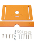 Top Notch Router Table Plate And Heavy Duty Woodworking Insert For Seamless Milling Plus Quick Manual Planing Built Like A Tank For Shop Rigs Rock Solid Fit For Standard Trim Tools Today, orange router plate with screws.
