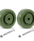 NINOSO high-temperature caster wheels, green epoxy-coated 4x1.5 in, set of 2 with bolts and nuts