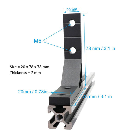 10 Pack 78x78mm 2020 Aluminum T Slot Corner Brackets Set For 20x20 2040 80 20 Aluminum Profiles with M5 Bolts Nuts Black