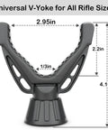 360 Degree Rotating V Yoke Rifle Rest with dimensions for Shooting Sticks, Tripods and Monopods, rock solid stability
