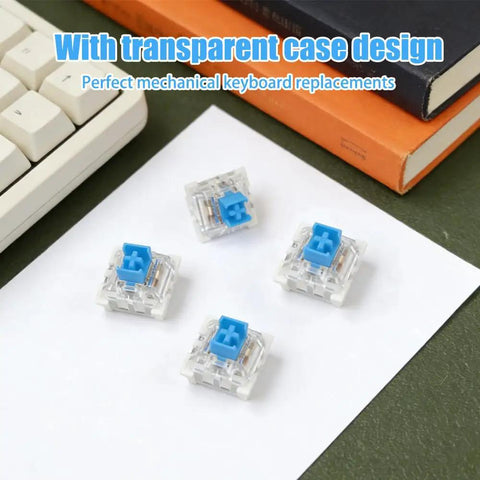 Blue 3 Pin Mechanical Keyboard Switches Kit With 90 Pcs And Switch Puller Dustproof And Waterproof Replacement Switches For DIY Keyboard Builds Clicky Feel Easy Install Great For Custom Keyboards, clear switches
