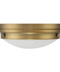 Lucerne Industrial Flush Mount Ceiling Light With White Glass Shades Two Light 120 Total Watts Warm Brass Finish