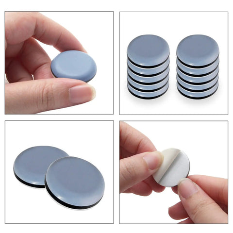 Heavy Duty Ptfe Teflon Furniture Sliders One Inch Thick Glides Featuring Easy Peel And Stick Mount for floor protection.