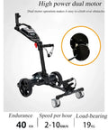 Foldable Smart Electric Golf Cart With Automatic Following Tech and Killer Stability for a smooth course roll, showcasing dual motor and aluminum frame.