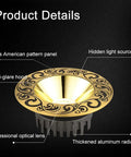 Top Shelf 14 Pack Recessed Led Ceiling Lights With Three Color Dimming And Slick Copper Trim For Modern Living Rooms Energy Saving Ambient Glow Quick Install Solid Home Fixtures, showing brass American pattern panel with hidden light source.
