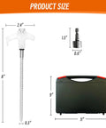 Heavy Duty 12 Pack Tent Stakes 8 Inch Ground Anchors Screw In With Glow In The Dark Heads, hex head driver, storage box sizes