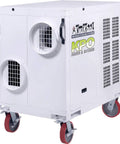 Rock Solid 5 Ton 60000 Btu 230V 60 Amp Single Phase Portable Air Conditioner For Indoor Outdoor Use With Heavy Duty Galvanized Steel Cabinet And No Sweat Operation Made In Usa, shown from the side with ventilation grills.