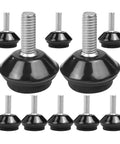 20 Piece Stainless Steel Adjustable Furniture Feet Featuring M6 Threaded Levelers With Thick Non Slip Rubber Bottoms To Crush Wonky Wobbles And Keep Your Hardwood Looking Immaculate, showing several levelers.
