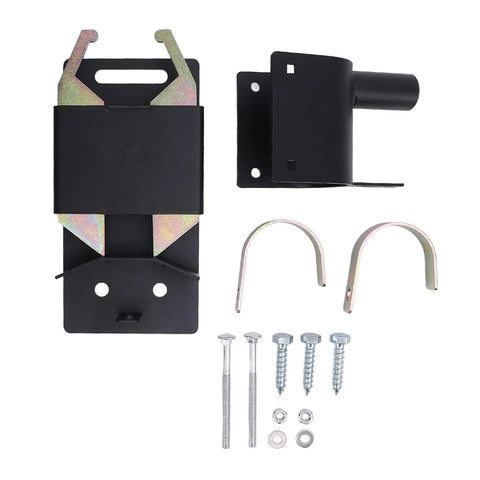 Heavy Duty Two Way Lockable Gate Latch For Round Tube Fences With Auto Close Mechanism and Integrated Padlock Loop includes hardware.