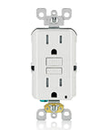 Built Tough 20 Pack Gfci Outlets 15 Amp Self Test Tamper Resistant Led Indicator Light White Plug Smart Setup visible on a white background.