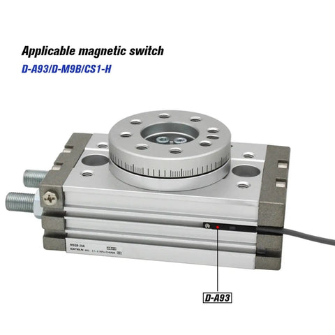 Side view of Pneumatic Rotary Cylinder Double Acting Air Table Actuator with magnetic switch ports