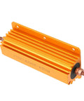 200W 2 Ohm Power Resistor With Aluminum Housing, Rugged High Power Component For Industrial Equipment And Power Supplies, Mounting Holes For Easy Mounting, Durable Heat Dissipation, Reliable Performance In Demanding Environments, orange finned body