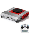 Powerful Heavy Duty Electric Machine Skates With Wireless Remote Control For Moving Massive Gear Loads Up To 25 Tons In Factories And Warehouses featuring a sturdy silver and red design.