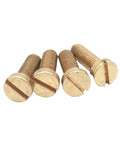 Top Shelf Solid Brass Slotted Cheese Head Machine Screws in various sizes, pack of four for reliable fastening.