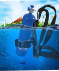 Oxygen Tank Backpack For Scuba Diving 14.2 Inch Mini Gas Cylinder Carrier with adjustable holder submerged in water