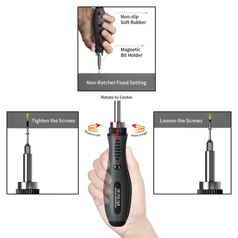 180 In 1 Computer Screwdriver Tool Kit With Magnetic Bits Case Pro Grade demonstrating non-slip grip and magnetic bit holder features