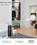 Living room with Alexa and Google Assistant enabled Two Gang WiFi Smart Light Switch for Single Pole Lighting shown on wall.
