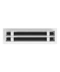 14x4 Modern AC Vent Cover in White Aluminum Sleek Dope Look for Ceiling Wall and Floor Standard Linear Slot Grille close-up view