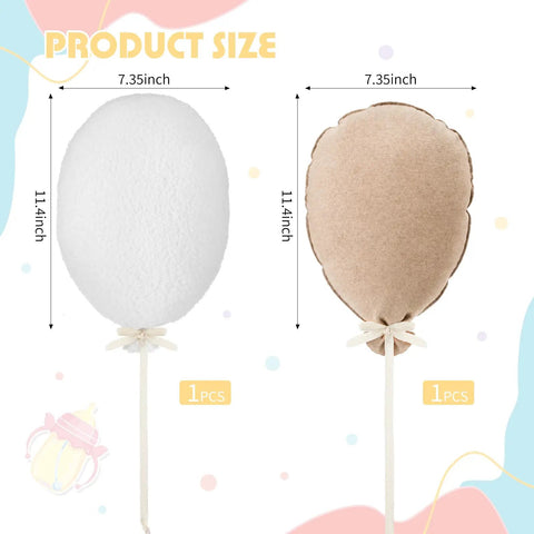 5 Piece Nursery Wall Decor Set With Fabric Cloud Balloons and Linen 3D Hot Air Balloons, two 11.4 inch balloons with dimensions